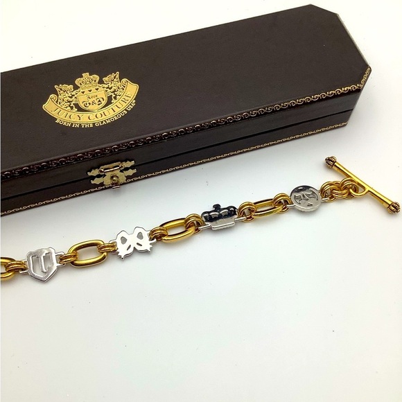 Juicy Couture Rhinestone Book chain  Bracelet Toggle Clasp - Picture 4 of 4